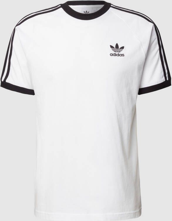 Adidas Originals Heren Wit Logo T-shirt met 3 Strepen White Heren
