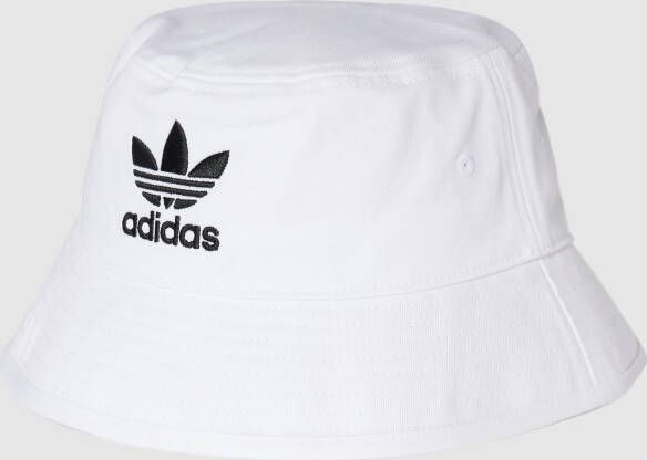 Adidas Originals Witte Bucket Hat met Trefoil Logo Borduursel White Unisex