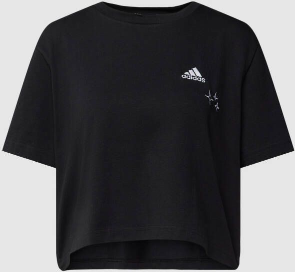 Adidas Zwarte T-shirts en Polos met Scribble Borduurwerk Crop voor Dames Zwart Dames