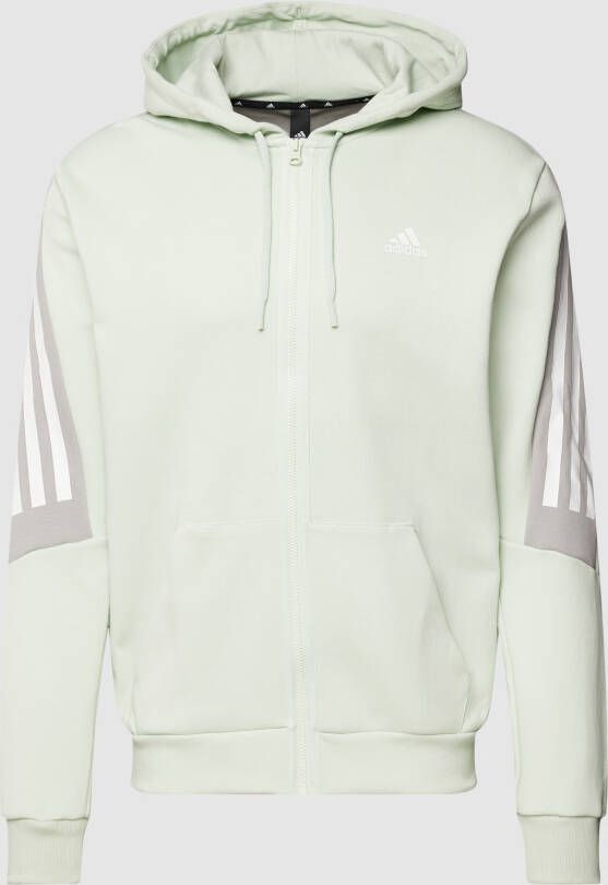 Adidas future icons 3 stripes full zip trui groen heren