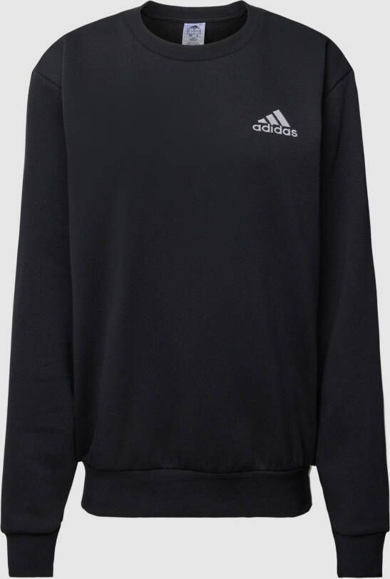 Adidas Zwarte Fleece Sweatshirt met Geribbelde Zoom en Manchetten Zwart Heren