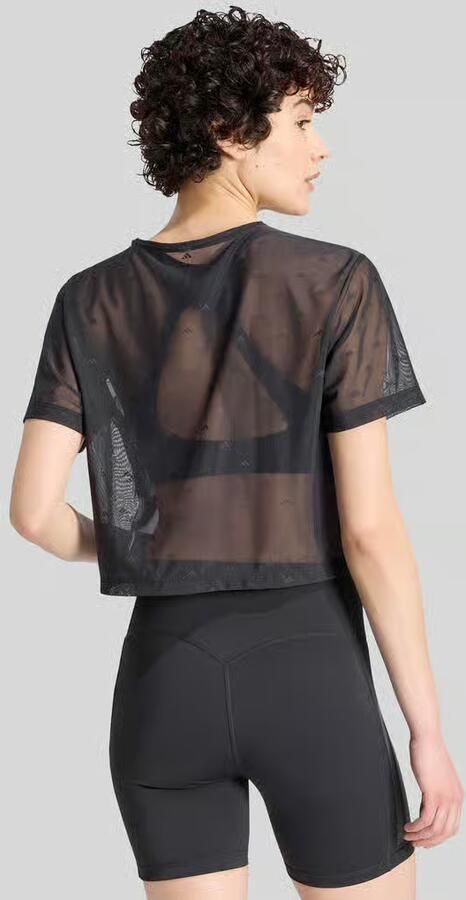 Adidas Training Kort fit sport t-shirt van mesh met mouwboordjes met logo stitchings - Foto 5