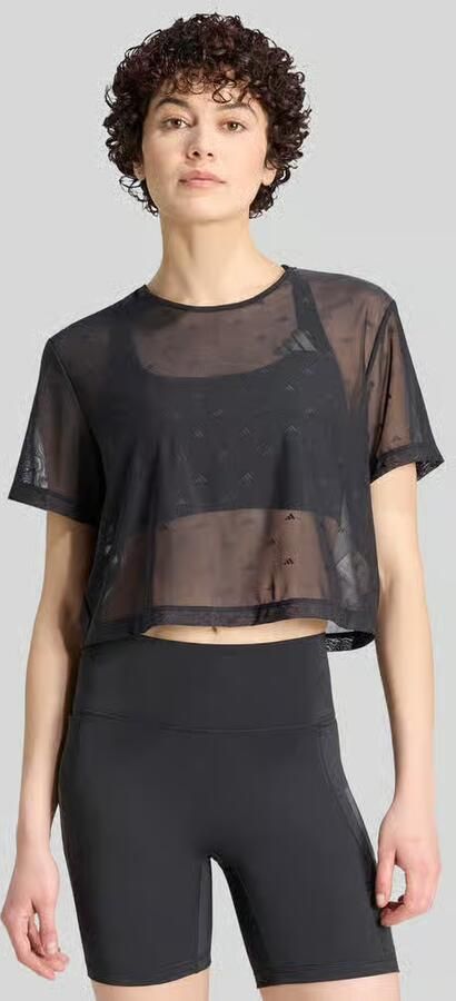Adidas Training Kort fit sport t-shirt van mesh met mouwboordjes met logo stitchings - Foto 6