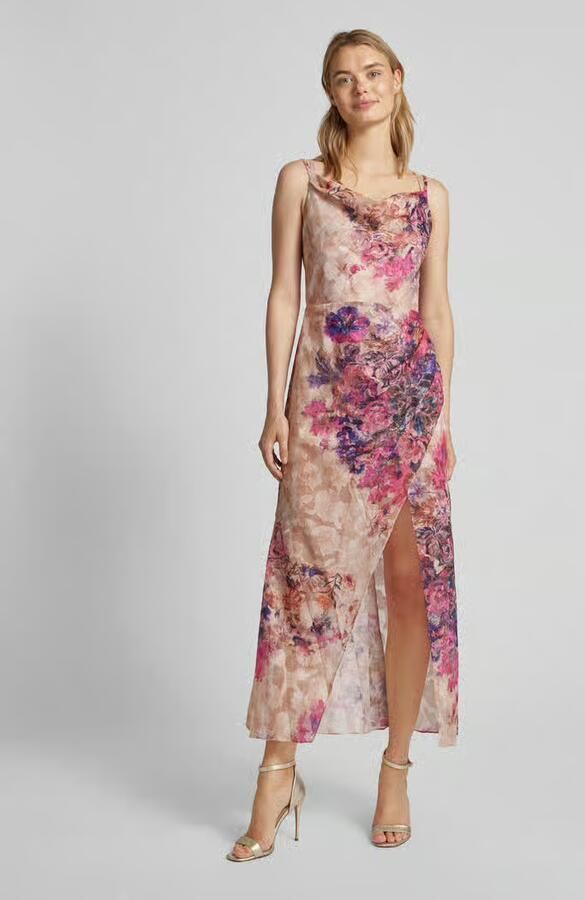 ADLYSH Avondjurk in wikkellook met bloemenmotief - Foto 3