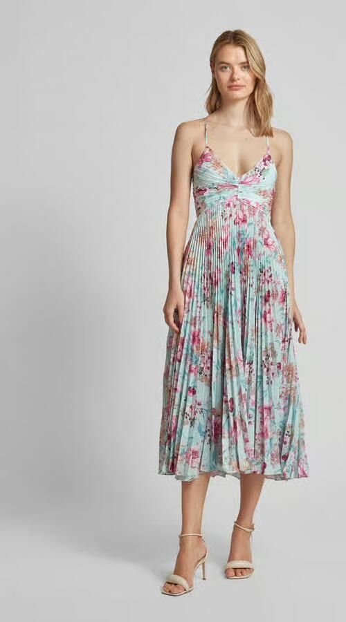 ADLYSH Cocktailjurk met bloemenmotief en plissévouwen - Foto 3