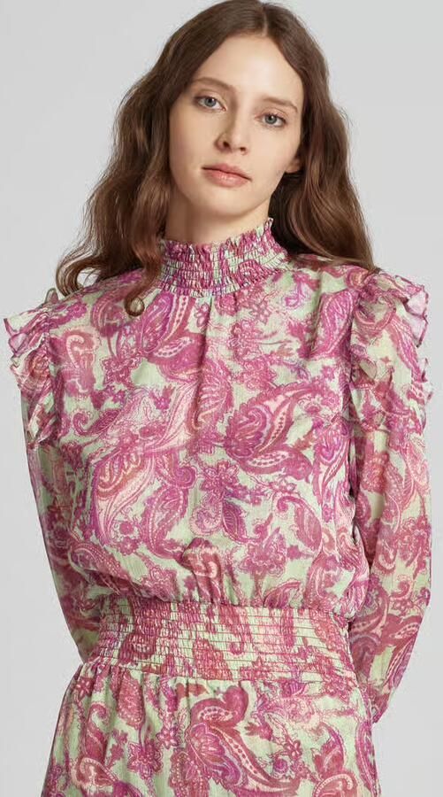 ADLYSH Cocktailjurk met paisleymotief en smokdetails