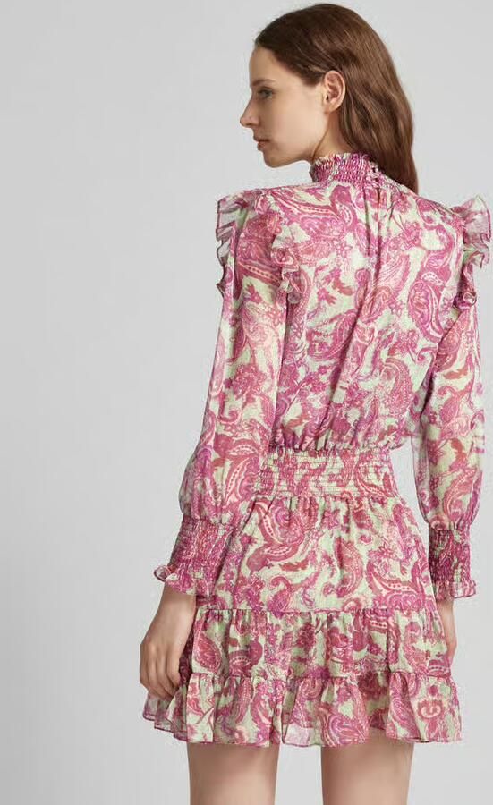 ADLYSH Cocktailjurk met paisleymotief en smokdetails
