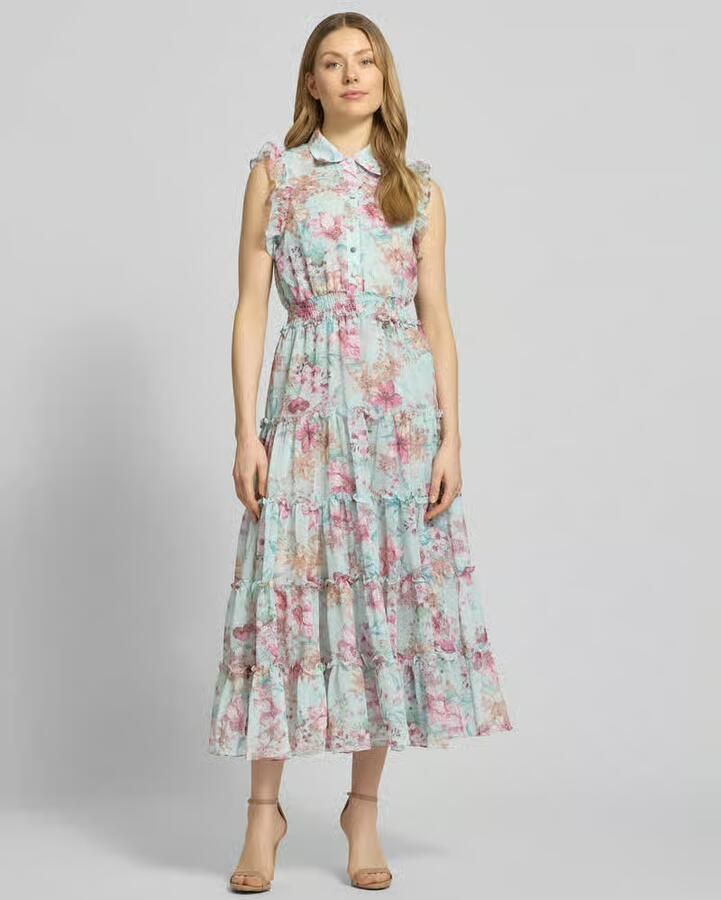 ADLYSH regular fit maxi-jurk met ruches - Foto 2