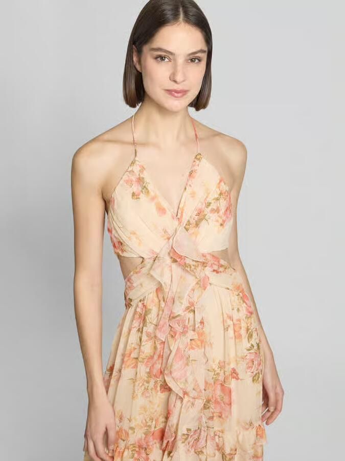 ADLYSH regular fit midi-jurk met ruches