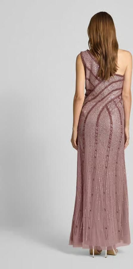 Adrianna Papell Avondjurk met glitter mesh in one shoulder-design