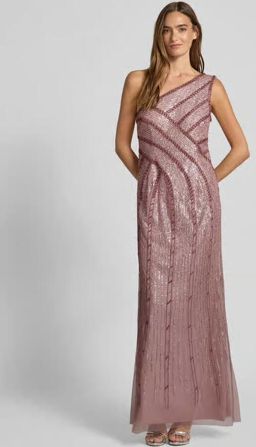 Adrianna Papell Avondjurk met glitter mesh in one shoulder-design - Foto 2