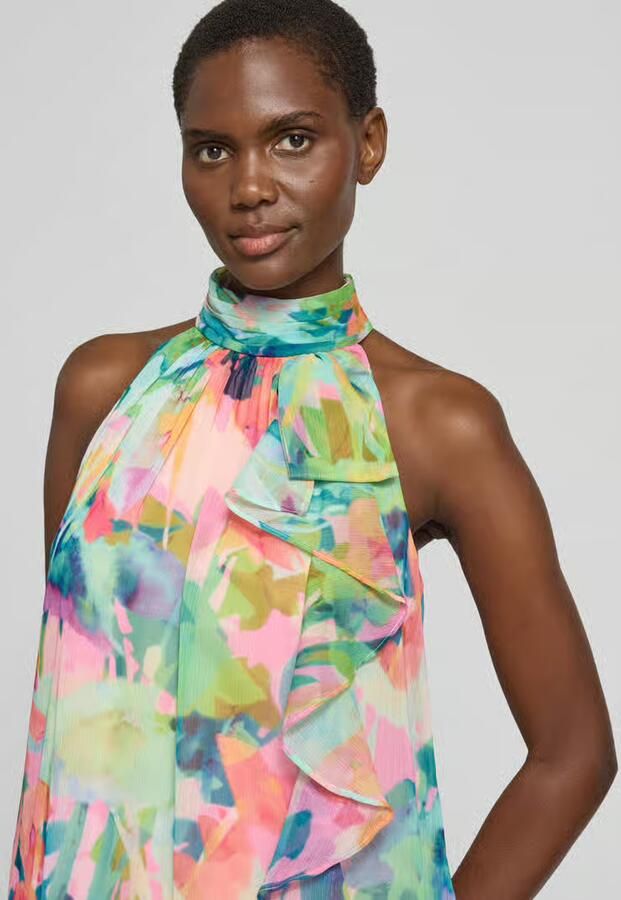 Adrianna Papell Cocktailjurk met opstaande kraag en volants