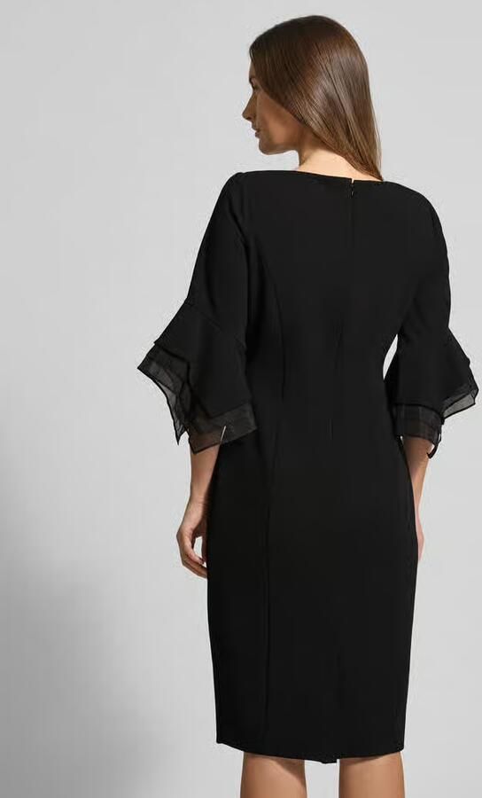 Adrianna Papell Knielange cocktailjurk met trompetmouwen