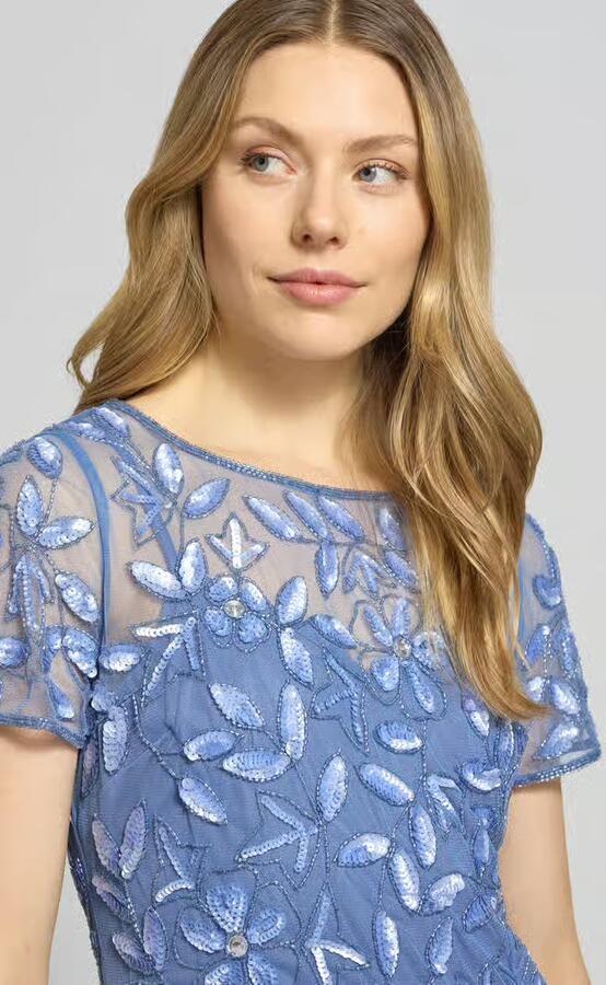 Adrianna Papell regular fit avondjurk met all-over bloemenmotief logostitching rondom