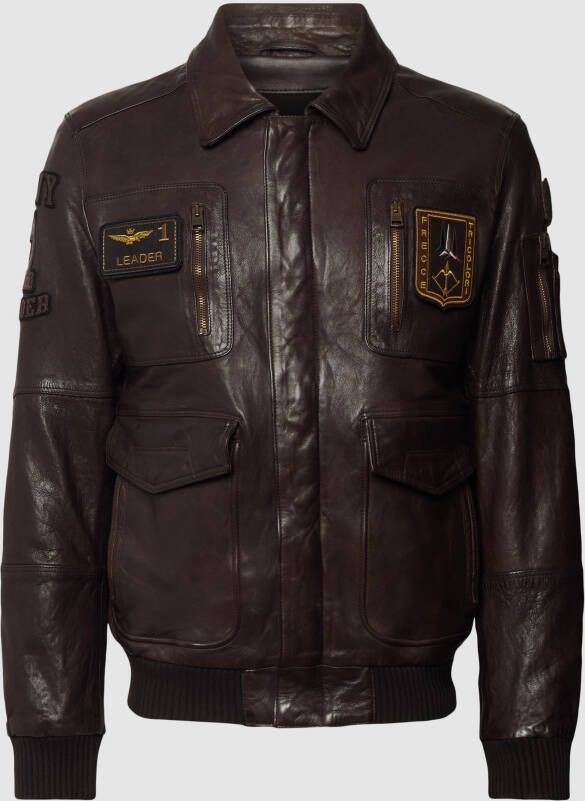Aeronautica militare Leren jack met siergarnering model 'FRECCE'