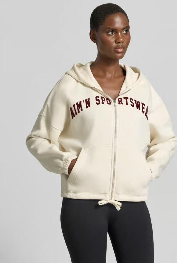 AIM'N Dames Truien & Vesten Varsity Sweat Zip Hood Ecru - Foto 6