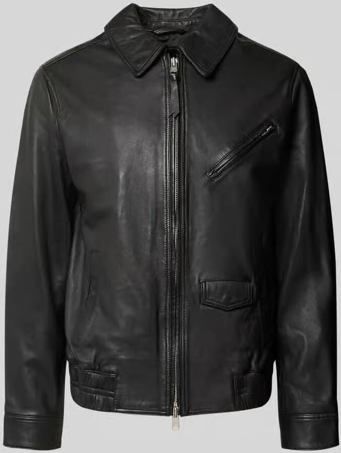 AllSaints Regular fit leren jack van schapenleer