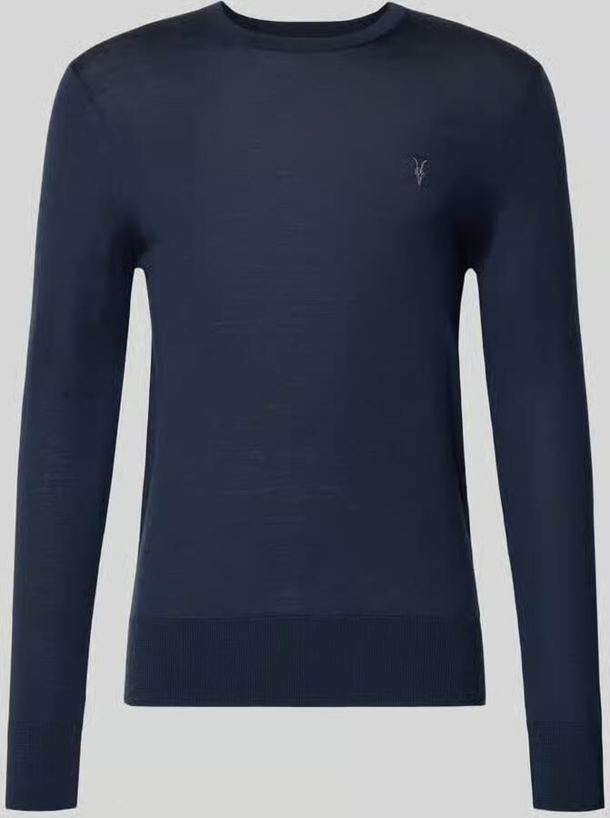 AllSaints Slim fit gebreide pullover van pure wol met labelstitching