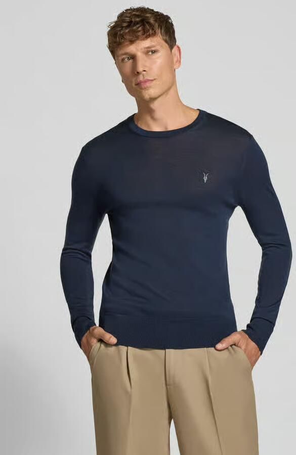 AllSaints Slim fit gebreide pullover van pure wol met labelstitching - Foto 2