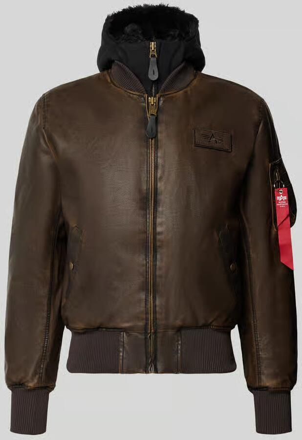 Alpha industries Regular fit jack in leerlook met capuchon