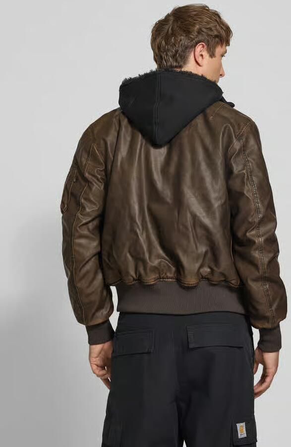Alpha industries Regular fit jack in leerlook met capuchon - Foto 2