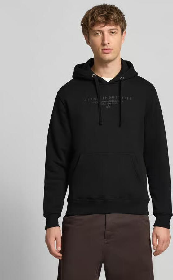 Alpha industries hoodie met labelprint en kangoeroezak - Foto 2