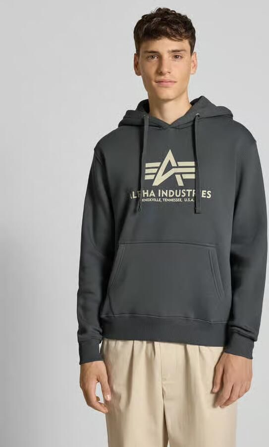 Alpha industries Klassieke Heren Hoodie met Verstelbare Capuchon Gray Heren - Foto 3