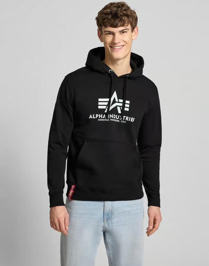 Alpha industries Klassieke Heren Hoodie met Verstelbare Capuchon Black Heren - Foto 3