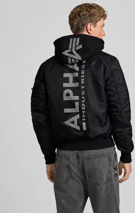 Alpha industries Heren Bomberjack met Afneembare Capuchon Black Heren - Foto 3