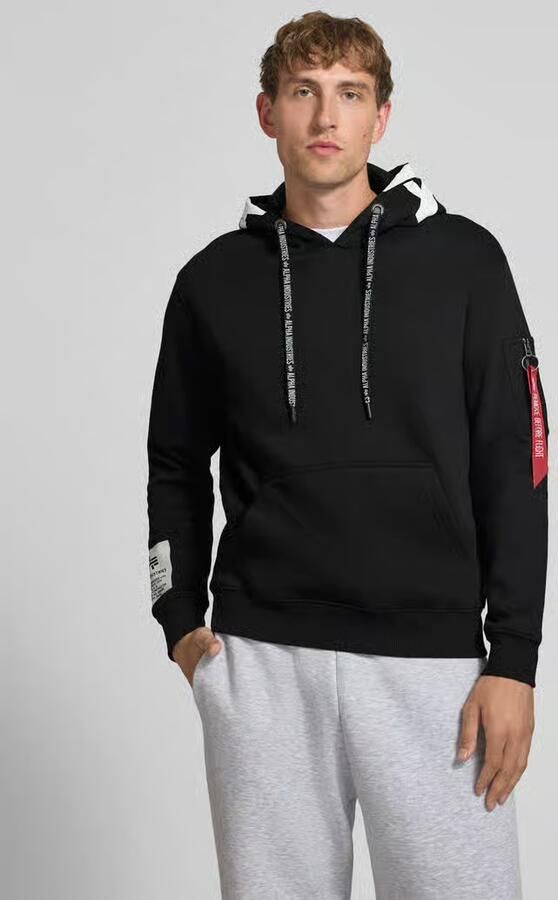 Alpha industries Regular fit hoodie van katoenmix met labelpatch - Foto 3