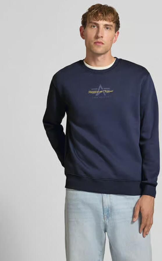 Alpha industries Regular fit sweatshirt van katoenmix met labeldetail - Foto 3