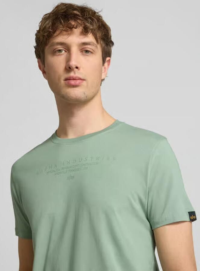 Alpha industries T-shirt met labelprint en ronde hals