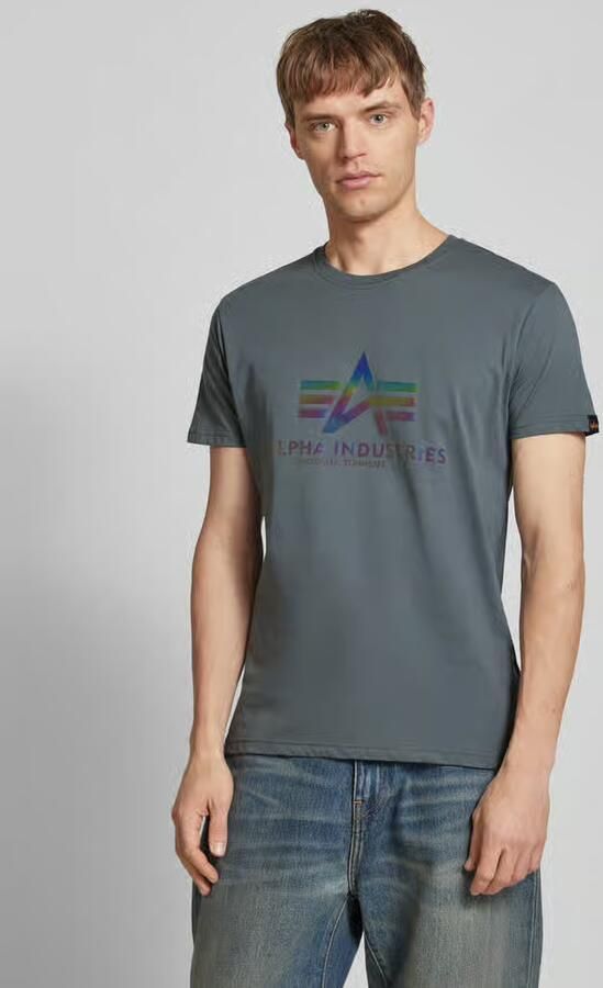 Alpha industries T-shirt met labelprint model 'Rainbow' - Foto 7
