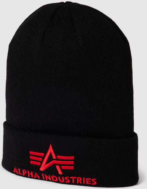 Alpha industries 3D Beanie Klassieke Stijl Wintermuts Black