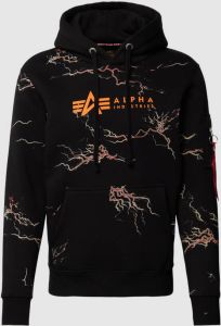Alpha industries Hooded sweatshirt Lightning AOP Zwart Heren