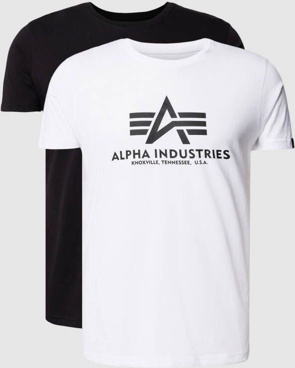 alpha industries T-shirt met labelprint in een set van 2 stuks model 'BASIC'
