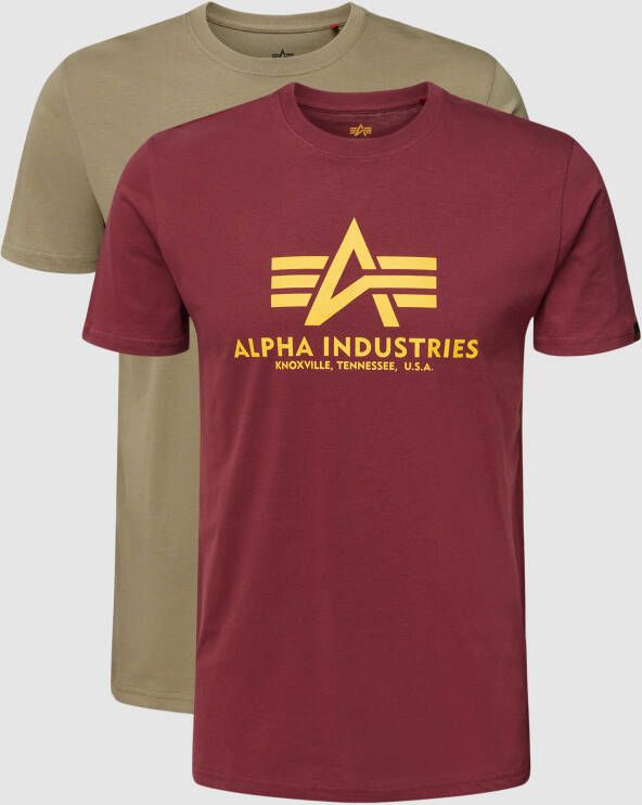 Alpha industries T-shirt met labelprint in een set van 2 stuks model 'BASIC'