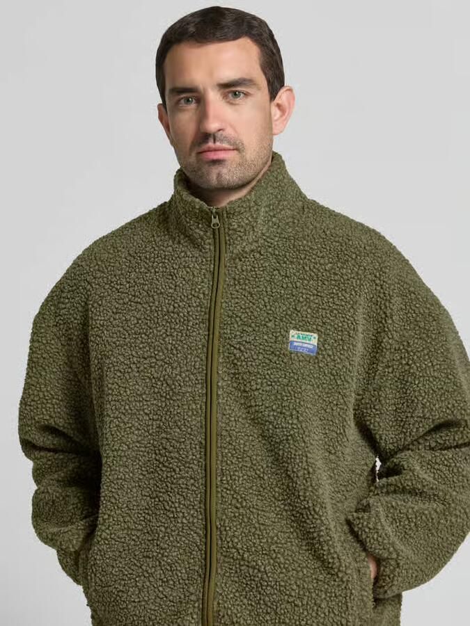American vintage fleecejack met opstaande kraag en labeldetail model 'HOKTOWN'