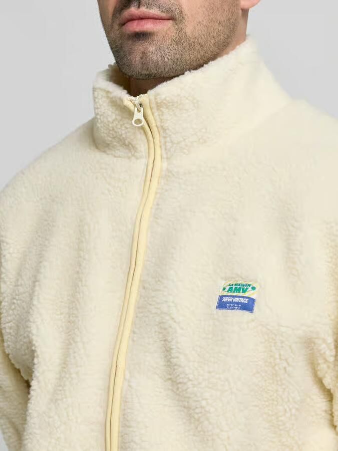 American vintage fleecejack met opstaande kraag en labeldetail model 'HOKTOWN'