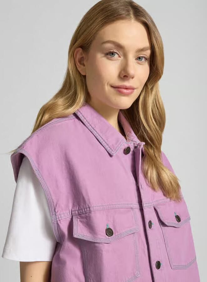 American vintage jeansgilet met kapmouwen model 'GREZBAY'