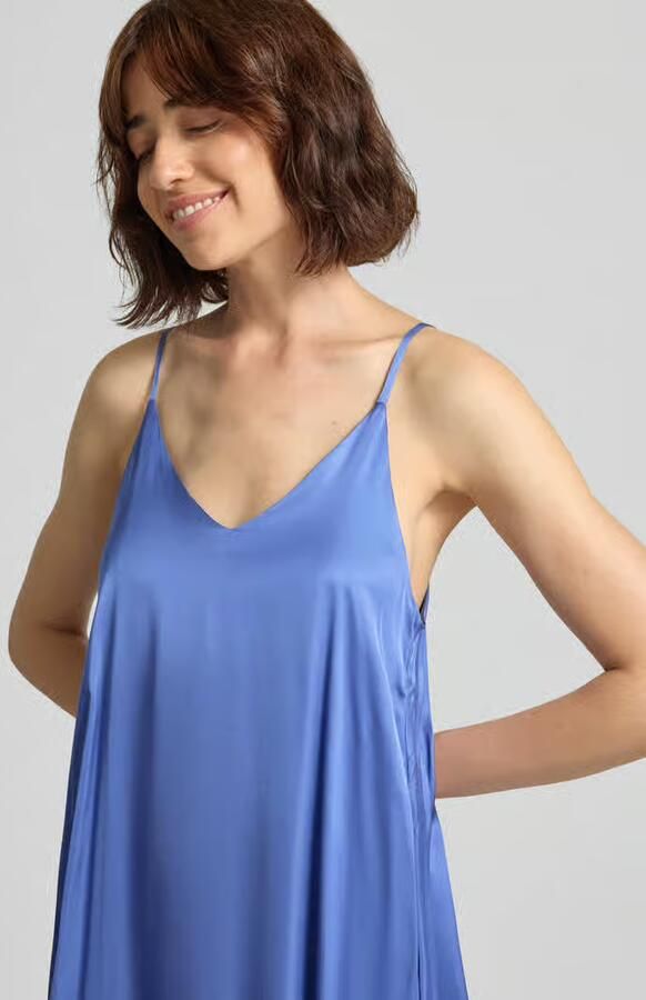 American vintage Knielange jurk van viscose met spaghettibandjes - Foto 2