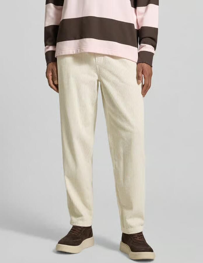 American vintage Straight fit stoffen broek in ribfluwelen look model 'Padow' - Foto 2