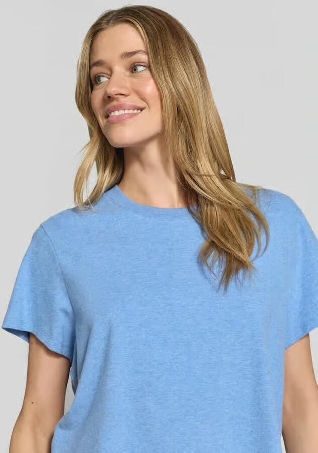 American vintage T-shirt met geribde ronde hals