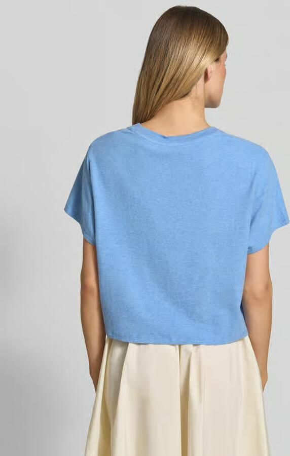 American vintage T-shirt met geribde ronde hals