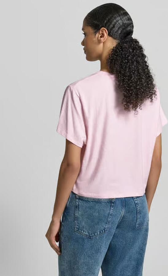 American vintage T-shirt met geribde ronde hals