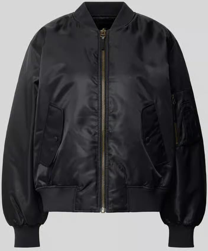 Anine Bing Bomberjack met Losse Pasvorm en Elastische Manchetten Black Dames