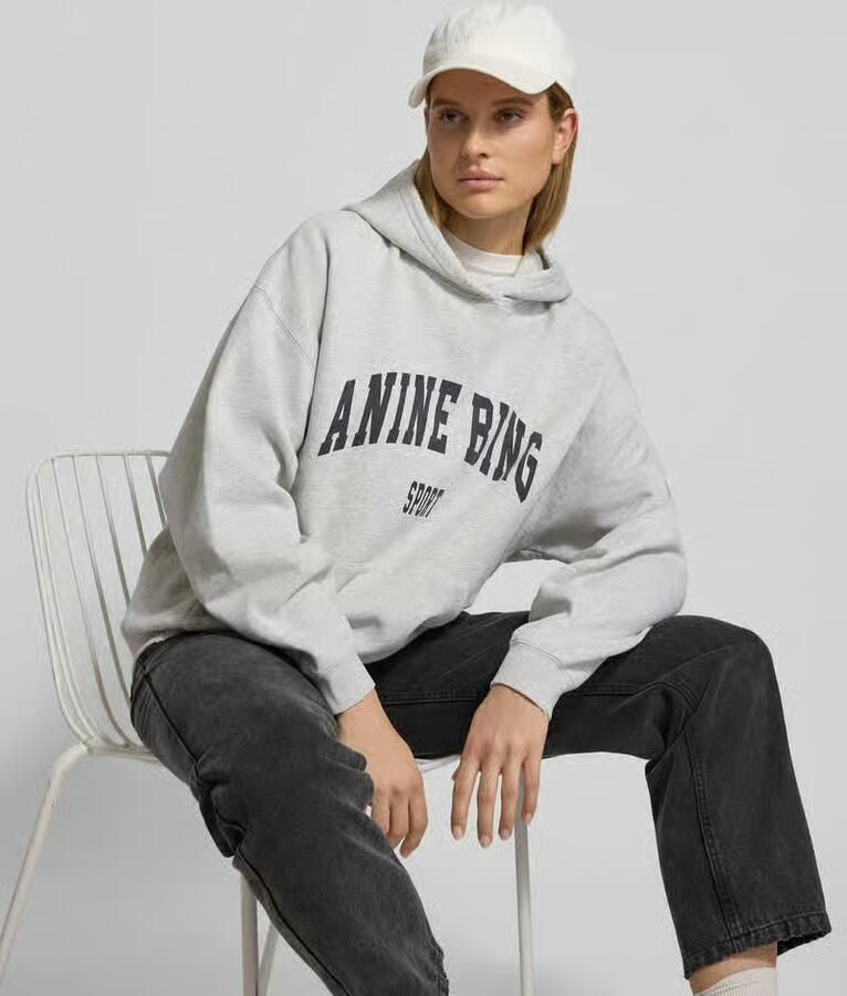 Anine Bing Oversized Harvey Sweatshirt met Vintage-geïnspireerd Ontwerp Gray Dames