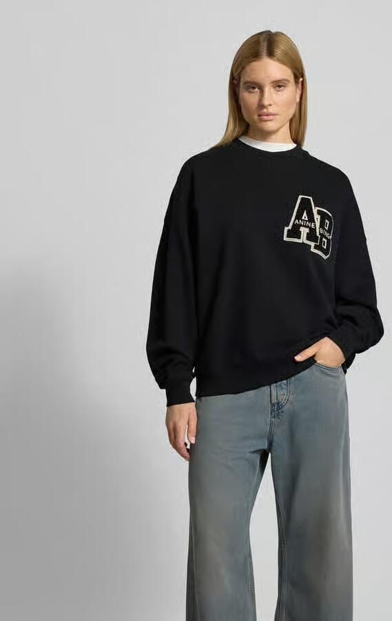 Anine Bing Chenille Logo Oversized Sweatshirt Black - Foto 3