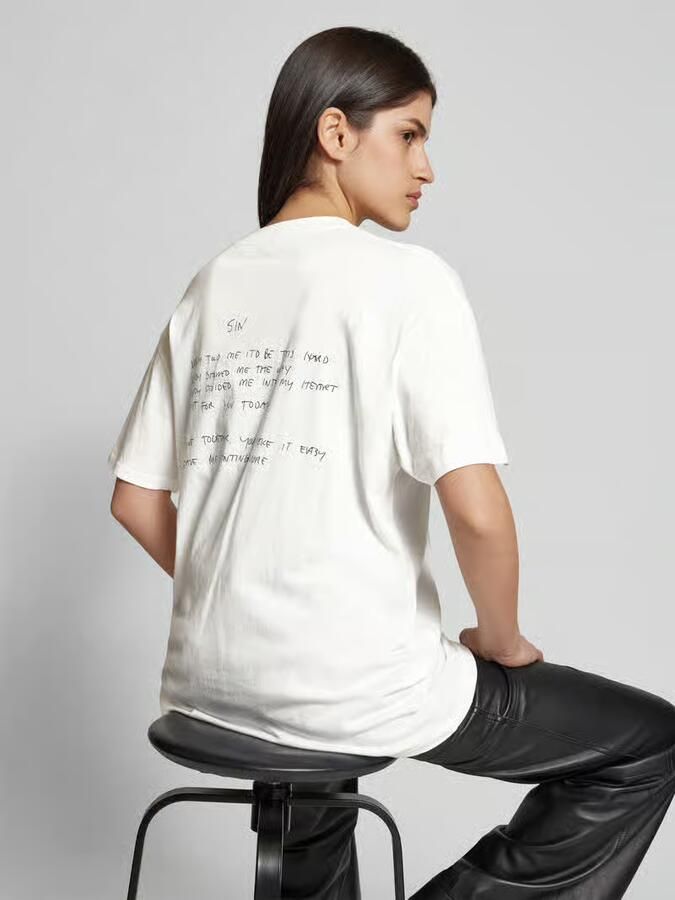 Anine Bing Walker Tee Lyrics Ivory Biologisch Katoen Beige Dames - Foto 2