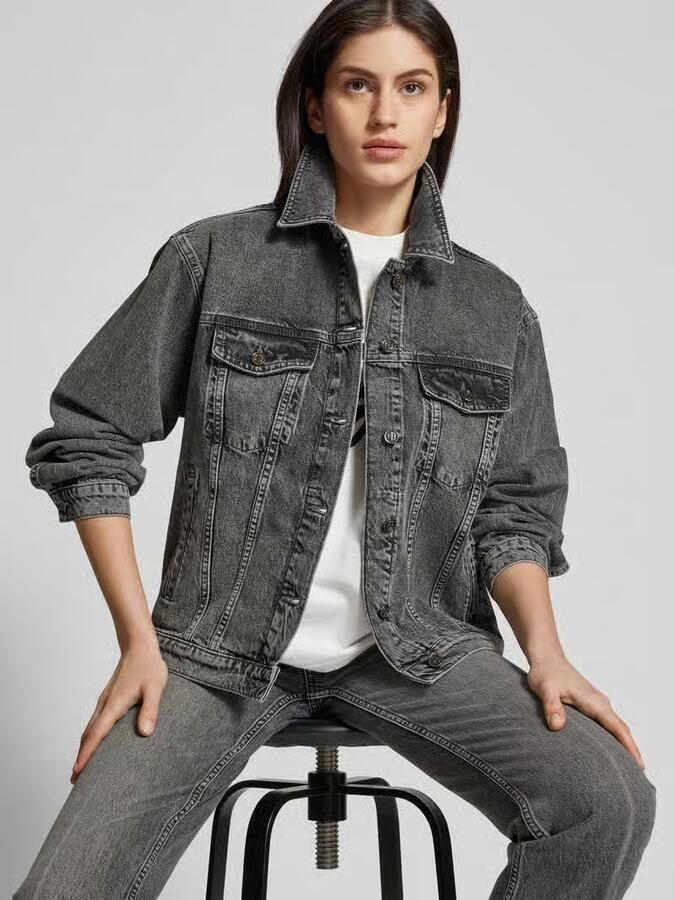Anine Bing Regular fit jeansjack in used-look
